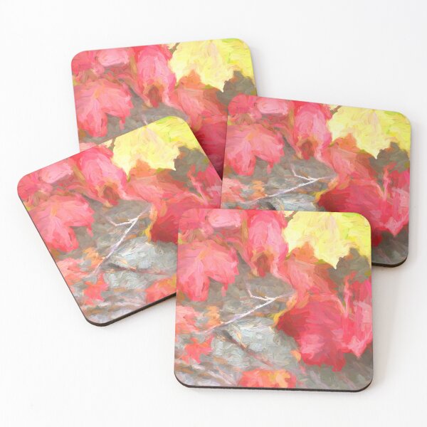 Item preview, Red Vine Leaves Stone Wall Abstract X106 designed and sold by RichFrancoCars.