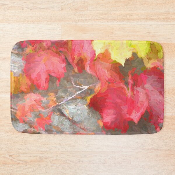 Item preview, Red Vine Leaves Stone Wall Abstract X106 designed and sold by RichFrancoCars.