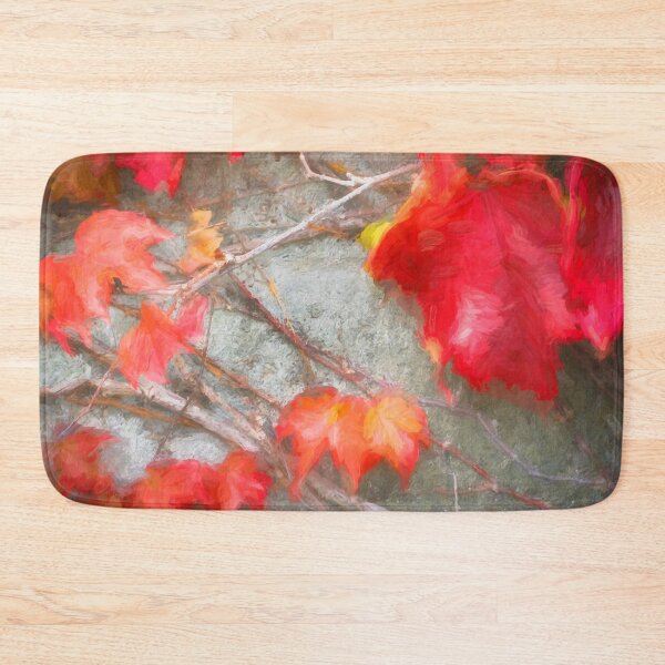Item preview, Red Vine Leaves Stone Wall Abstract X112 designed and sold by RichFrancoCars.