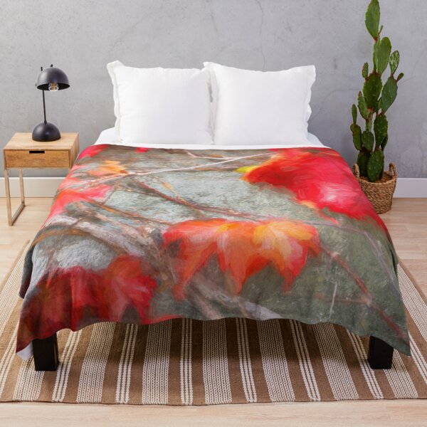 Item preview, Red Vine Leaves Stone Wall Abstract X112 designed and sold by RichFrancoCars.