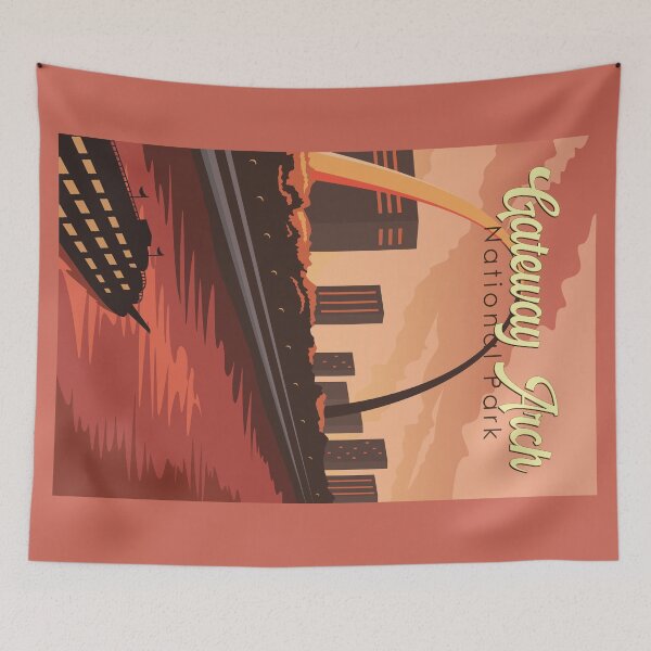 Item preview, Gateway Arch National Park Illustration Travel Art Vintage designed and sold by KrisSidDesigns.