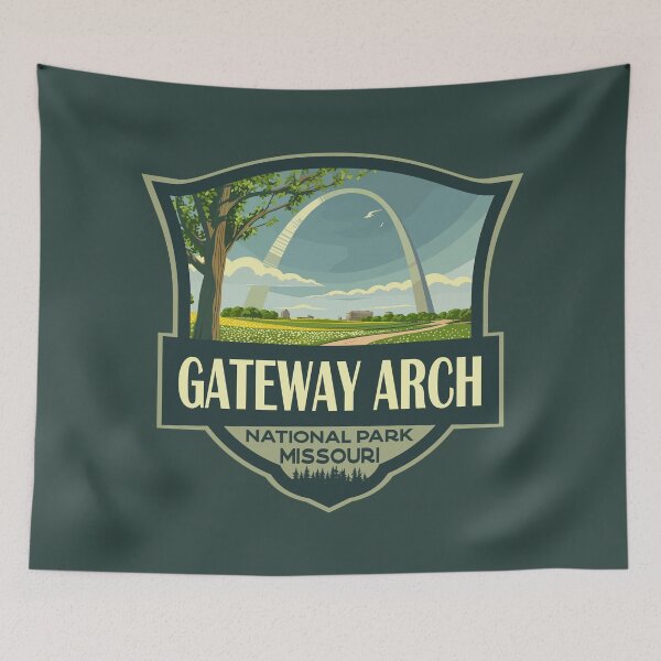 Item preview, Gateway Arch National Park Illustration Retro Badge designed and sold by KrisSidDesigns.