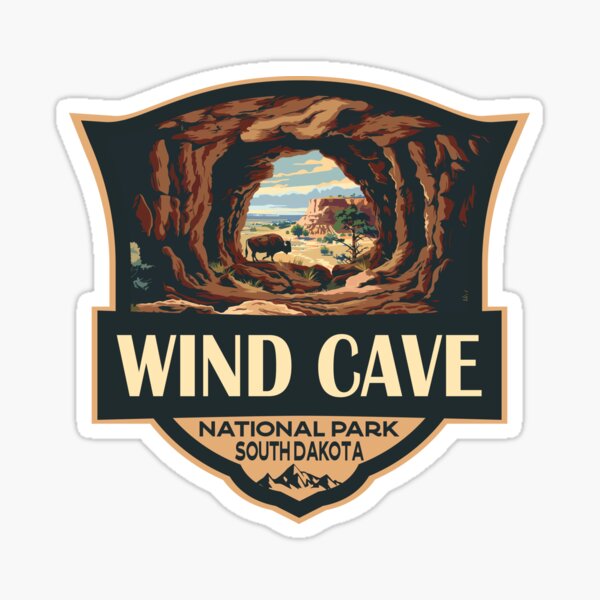 Item preview, Wind Cave National Park Illustration Retro Badge designed and sold by KrisSidDesigns.