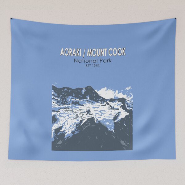 Artikelvorschau, Aoraki Mount Cook Nationalpark Reisekunst Vintage entworfen und verkauft von KrisSidDesigns.