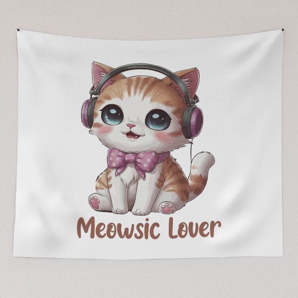 Item preview, Cute Meowsic Lover Cat designed and sold by HappyLifeCreate.