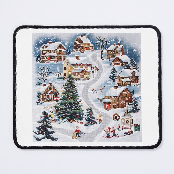 Item preview, Winter in aestetic village, pixel print designed and sold by fuzzyfox.