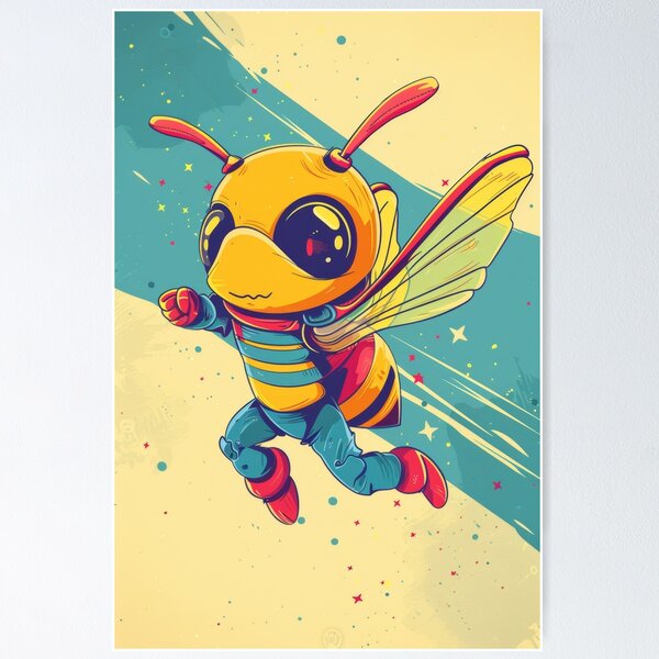 Item preview, Anthropomorphic Superhero Bee in Vibrant Colors designed and sold by Piotrek0001.