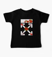 Red Rose Flower White Baby Tee