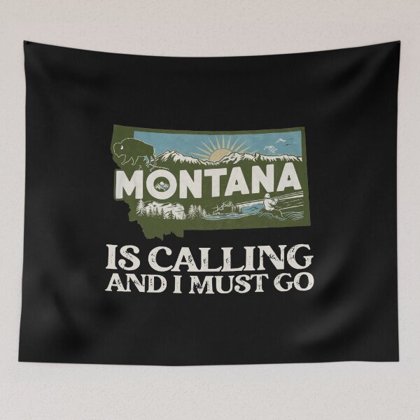 Item preview, Travel quote Montana is calling and I must go: Vintage Montana travel poster – Retro adventure and nature designed and sold by pod24.