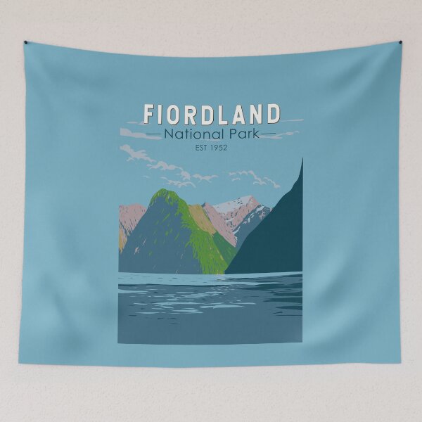 Item preview, Fiordland National Park New Zealand Travel Art Vintage designed and sold by KrisSidDesigns.