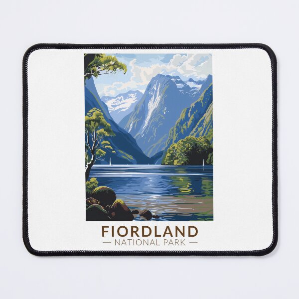 Item preview, Fiordland National Park Travel Art Vintage designed and sold by KrisSidDesigns.