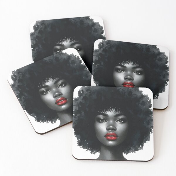 Item preview, Mulher negra cabelo afro, pele negra, boca vermelha designed and sold by GirlaineSQ.