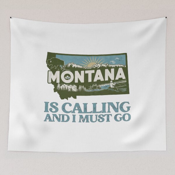 Item preview, Travel quote Montana is calling and I must go: Vintage Montana travel poster – Retro adventure and nature designed and sold by pod24.