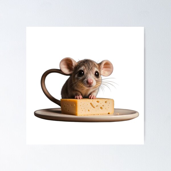 Item preview, mouse & cheese, realistic digital art designed and sold by Creative88Art.