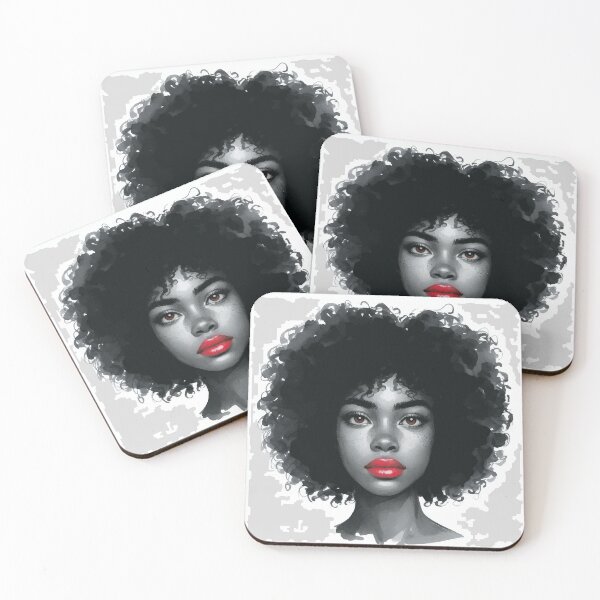 Item preview, Mulher negra cabelo afro, pele negra, boca vermelha, olho castanho designed and sold by GirlaineSQ.