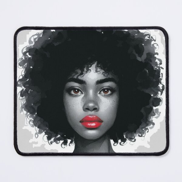 Item preview, Mulher negra cabelo afro, pele negra, boca vermelha, olho castanho designed and sold by GirlaineSQ.