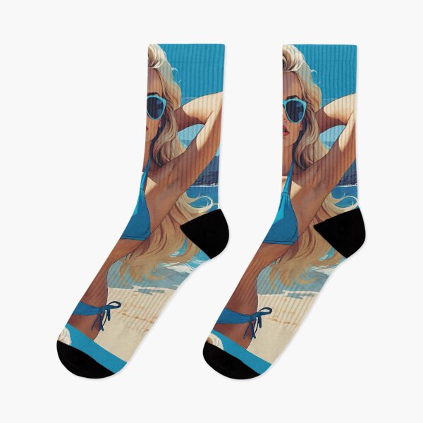 Item preview, Retro Pop Art: Glamorous Blonde in Blue Bikini designed and sold by LyssasMindArt.