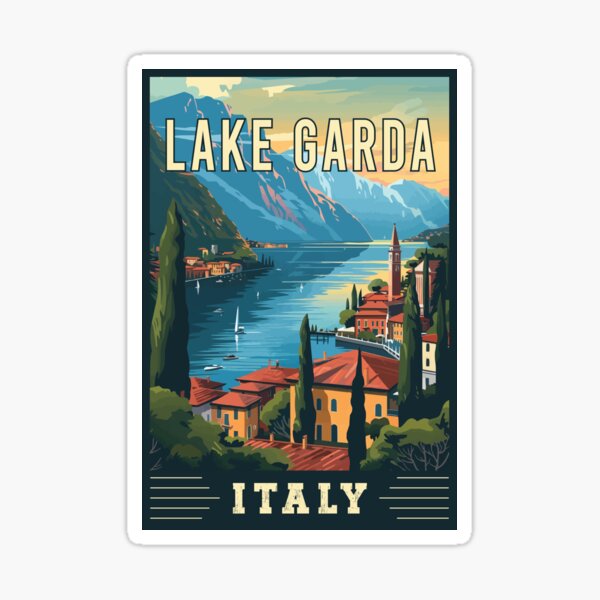 Item preview, Experience the Beauty of Lake Garda in Italy Vintage Travel Art designed and sold by turtlestart.
