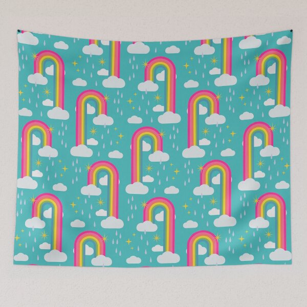 Item preview, Rainbow, clouds, rain and stars pattern, cute fun illustrations designed and sold by Lala and Jull.
