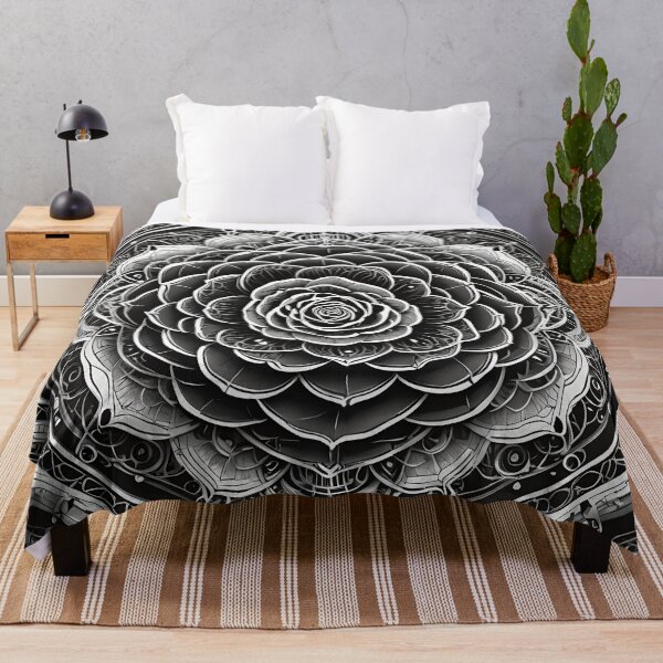 Artikelvorschau, Rosa detailliertes monochromes Mandala entworfen und verkauft von MandalasShops.
