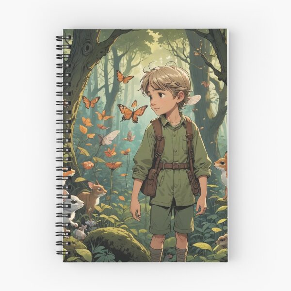 Item preview, Boy In A  Green Forest Surrounded By Animals designed and sold by FuzyFriendHaven.