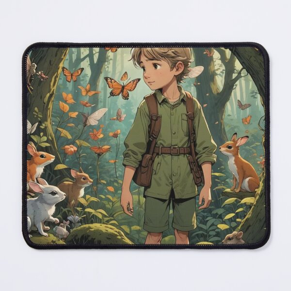 Item preview, Boy In A Green Forest Surrounded By Animals designed and sold by FuzyFriendHaven.