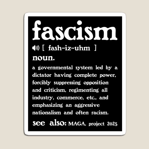 Vista previa del artículo con la obra «La definición de fascismo», diseñado y vendido por Unhinged Heather.
