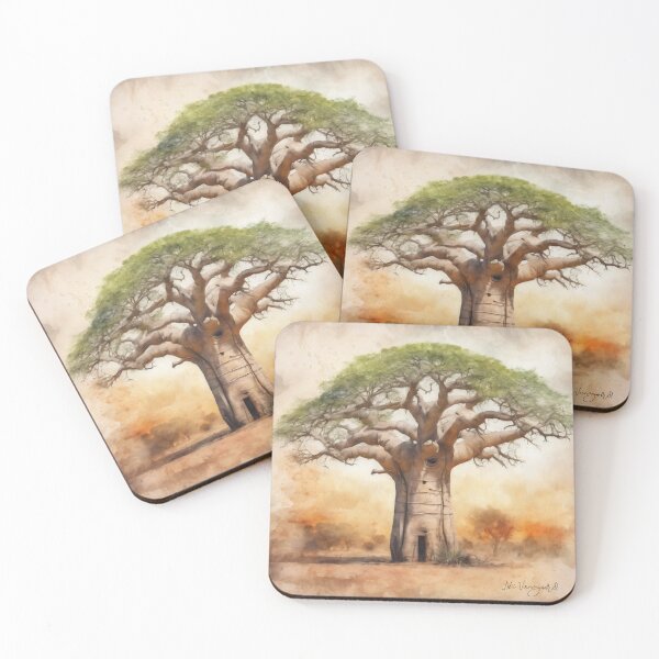 Artikelvorschau, Baobab-Baum, Aquarell entworfen und verkauft von TrendyGenZArt.