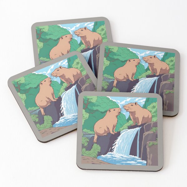 Item preview, CAPYBARAS OVER THE WATERFALL, CAPYBARA designed and sold by GOLDENGARDENART.