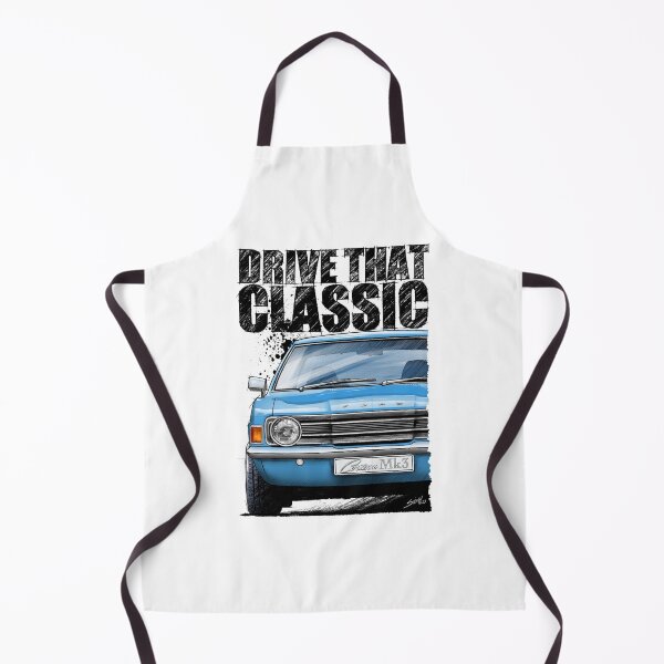 Item preview, Drive That Classic featuring the Ford Cortina Mk3 in blue. (light coloured background) designed and sold by Petrolhead T-Shirts and Art.