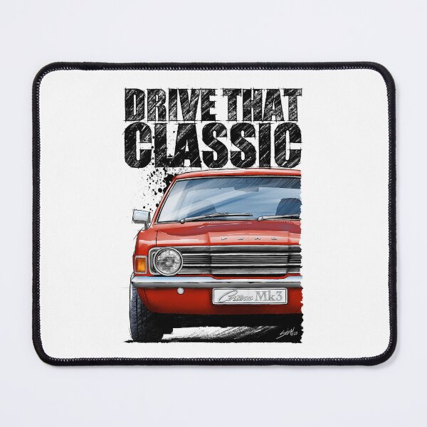Item preview, Drive That Classic featuring the Ford Cortina Mk3 in red. (light coloured background) designed and sold by Petrolhead T-Shirts and Art.