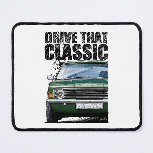 Item preview, Drive That Classic featuring the Ford Cortina Mk3 in green . (light coloured background) designed and sold by Petrolhead T-Shirts and Art.