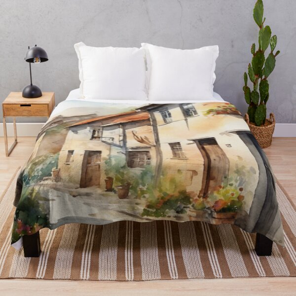 Item preview, European small town,watercolor designed and sold by TrendyGenZArt.