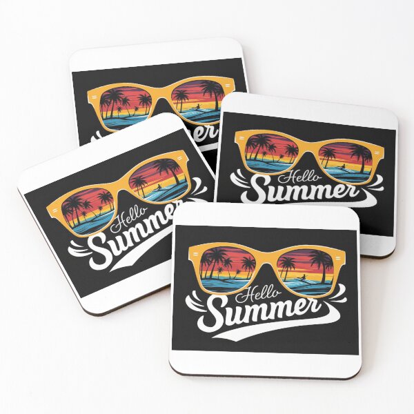Item preview, Retro Summer Vibes: Sunglasses Reflecting Beach Scene with Hello Summer Typography designed and sold by Colorful-Garden.