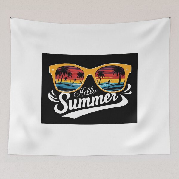 Item preview, Retro Summer Vibes: Sunglasses Reflecting Beach Scene with Hello Summer Typography designed and sold by Colorful-Garden.
