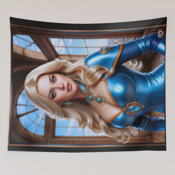 Item preview, Enchanting Female Space Fleet Yeoman In A Regal Metallic Blue Uniform Stunning AI Concept Art by Xzendor7 designed and sold by Xzendor7 Digital Art Creations.