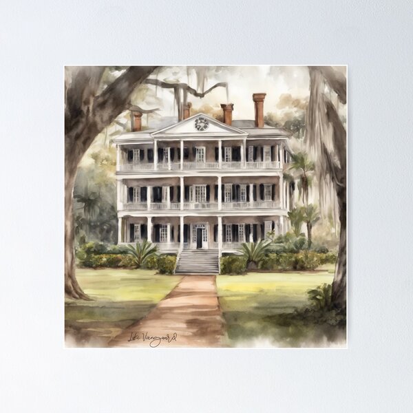 Item preview, southern plantation,watercolor,original art designed and sold by TrendyGenZArt.