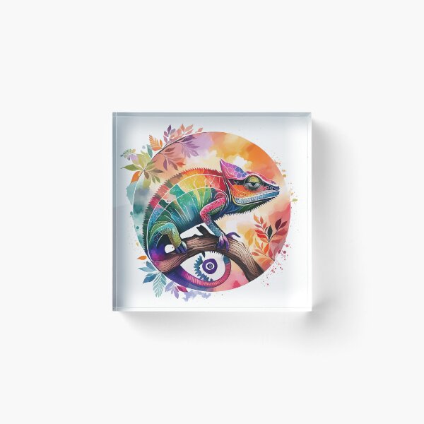 Item preview, Multicolored chameleon on its branch designed and sold by Shop-Oceania.