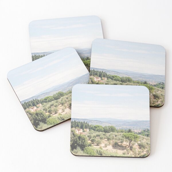 Item preview, Florence, Italy I Panoramic skyline view of nature and mountains in Tuscany countryside in fine art for la dolce vita in a nature landscape of retro vintage aesthetic in green pastel summer colors designed and sold by Julie Travel Photography.