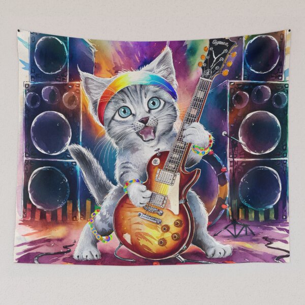 Item preview, A Cute Gray Kitten Plays The Guitar designed and sold by pixelplaza.