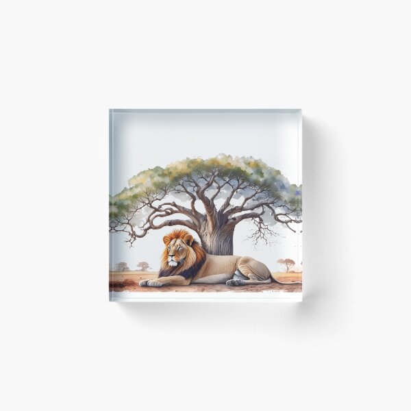 Item preview, Lion lying under a baobab designed and sold by Shop-Oceania.