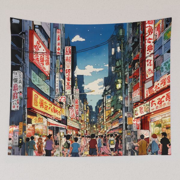 Item preview, Tokyo Vibrant Night Market  designed and sold by ArtsyWishesShop.