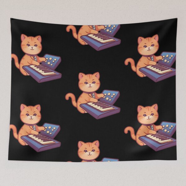 Item preview, Cat synthesizer, cute cat playing musical instrument designed and sold by Merchattack.