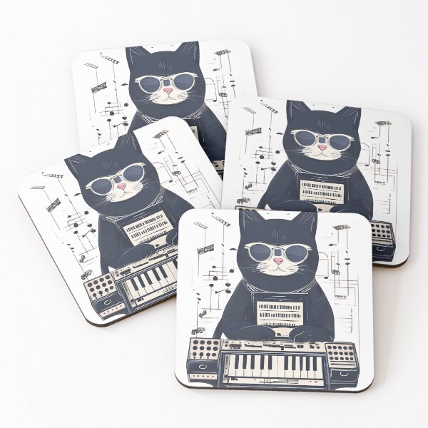 Item preview, Cat synthesizer, chill cat playing musical instrument designed and sold by Merchattack.