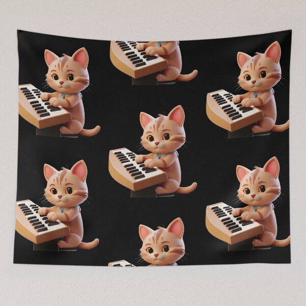 Item preview, Cat synthesizer, cute cat playing musical instrument designed and sold by Merchattack.