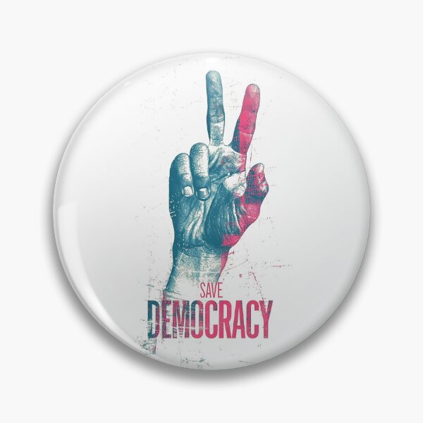 Item preview, Empowering “Save Democracy” Peace Sign Artwork in Dual Tones designed and sold by Retro Travel Design.