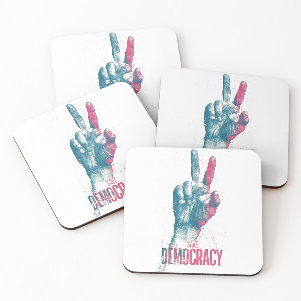 Item preview, Empowering “Save Democracy” Peace Sign Artwork in Dual Tones designed and sold by Retro Travel Design.
