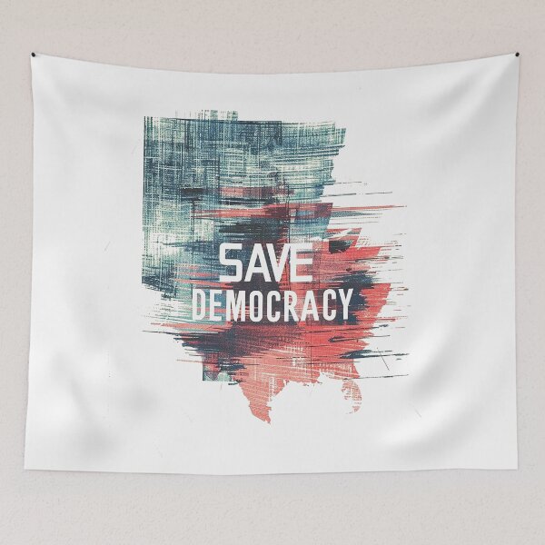 Item preview, Abstract “Save Democracy” Map Design in Distressed Style designed and sold by Retro Travel Design.