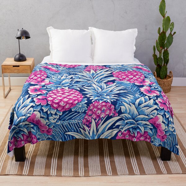 Item preview, Preppy pink pineapples on navy blue background designed and sold by FK-UK.