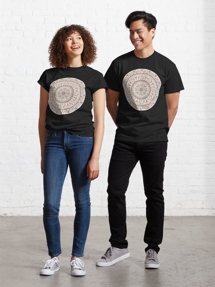 Classic T-Shirt, Warm Neutrals Cafe Ombre Polka Dot Mandala designed and sold by Triplicate Limited